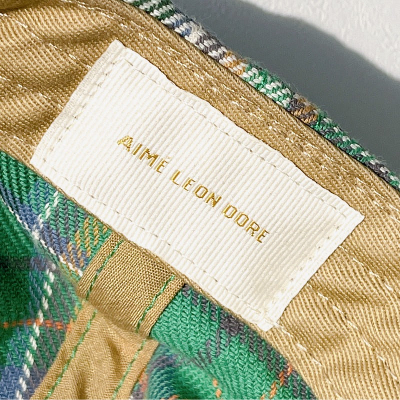 『AIME LEON DORE PLAID LOGO HAT』エメ レオン ドレ チェック柄ロゴ刺繍キャップ : GREEN PLAID グリーンチェック