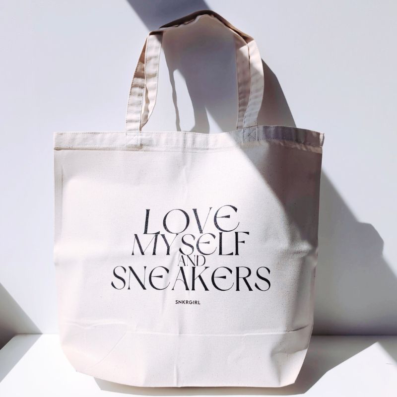 【SNKRGIRL Original】 オリジナルロゴ トートバッグ : ナチュラル|Lサイズ (セール対象商品)