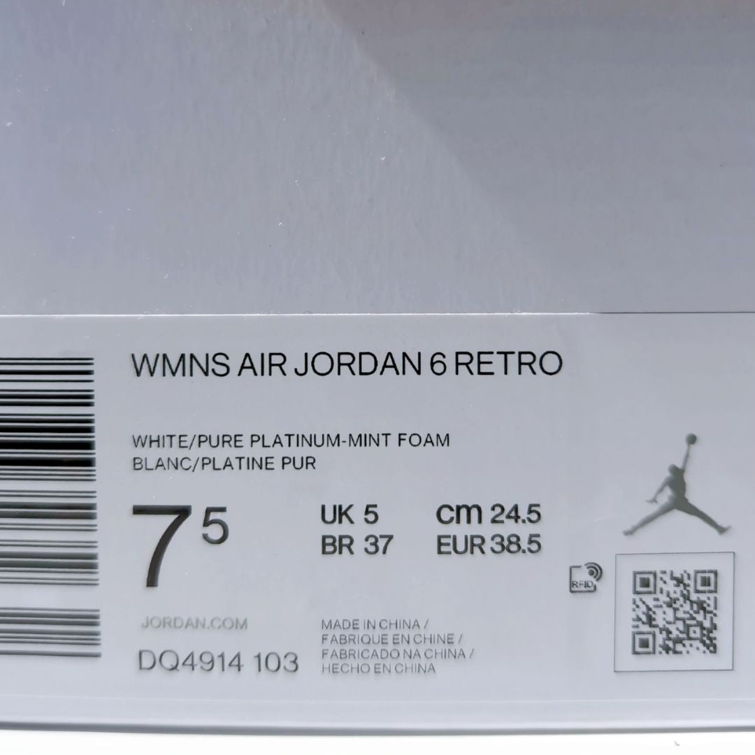 NIKE WMNS AIR JORDAN 6 "Mint Foam" | 24.5cm | DQ4914-103