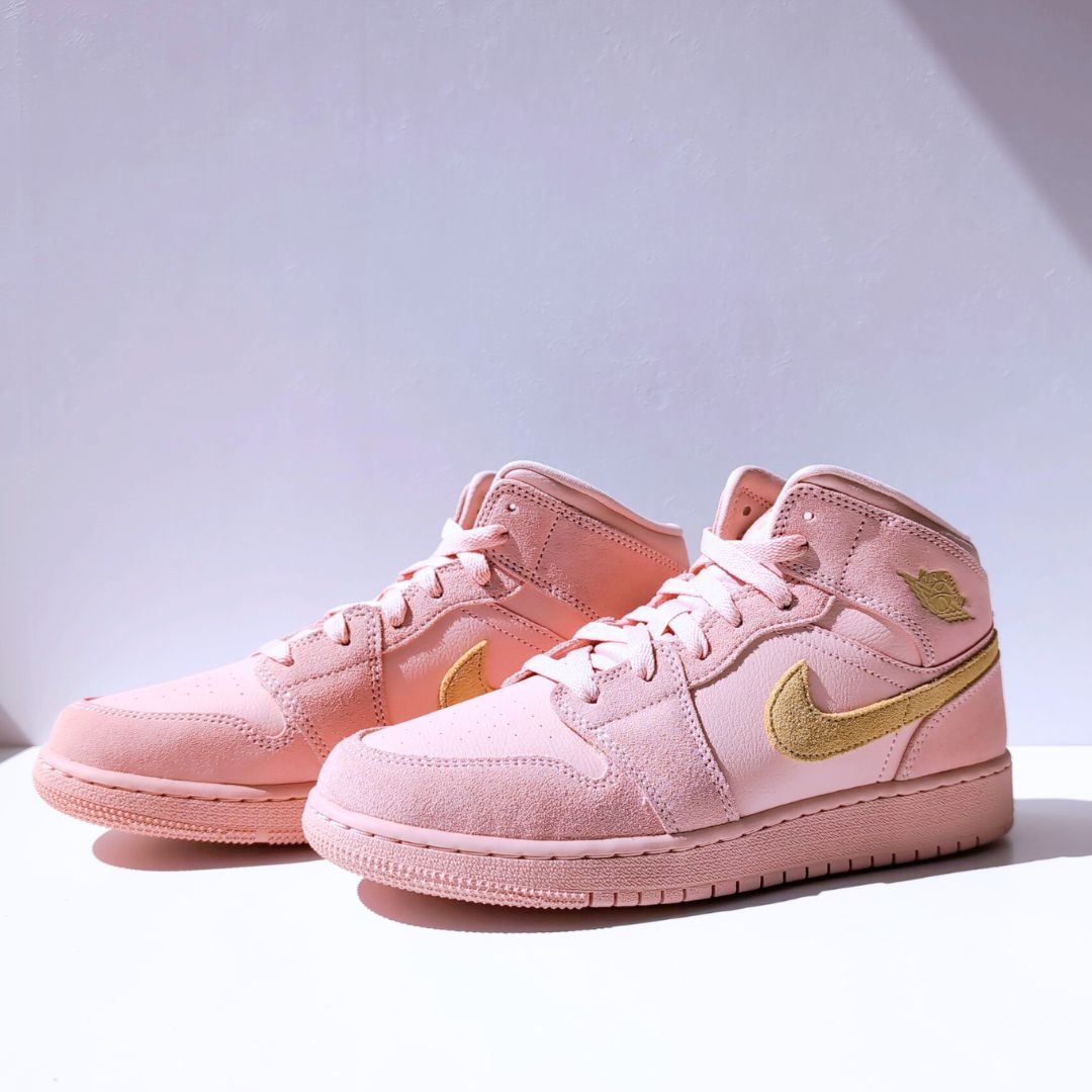 NIKE AIR JORDAN 1 MID CORAL GOLD (GS) | 24.5cm | BQ6931-600