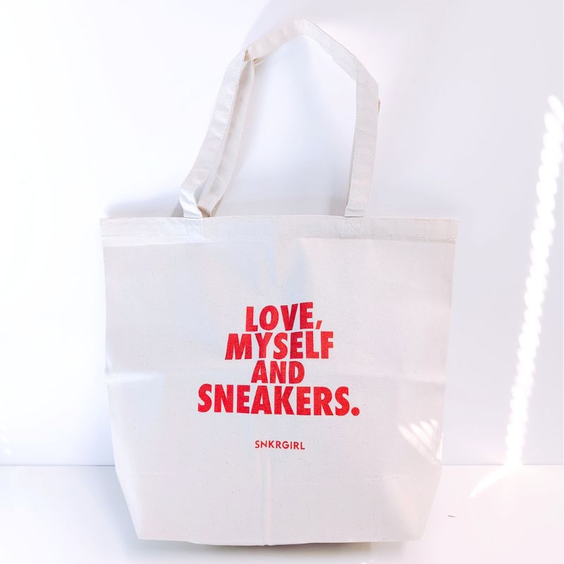 【SNKRGIRL Original】オリジナルトートバッグ : レッド/赤ロゴ (セール対象商品)