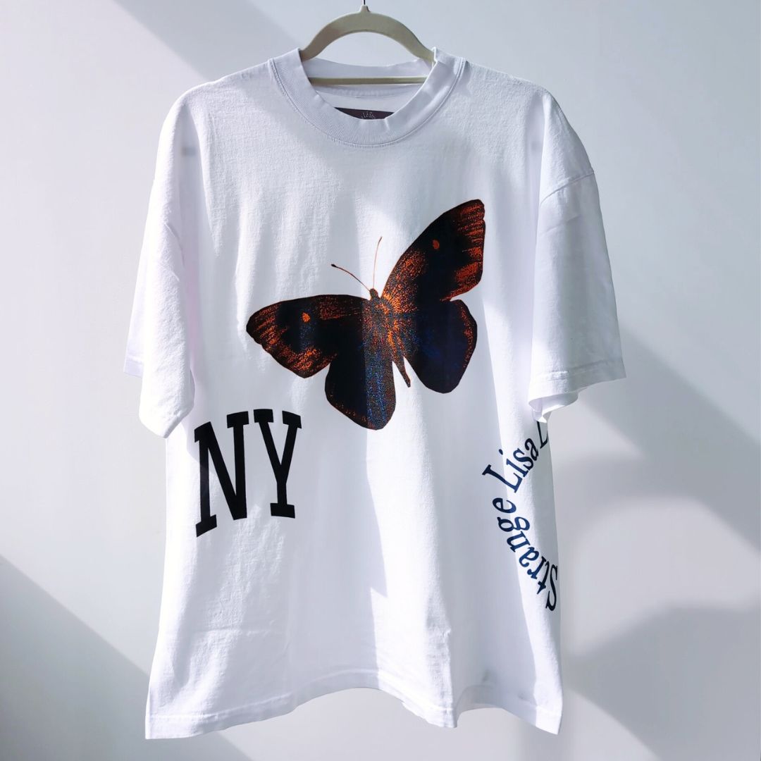 『UNION NY Butterfly Tee 』バタフライプリント 半袖Tシャツ : L