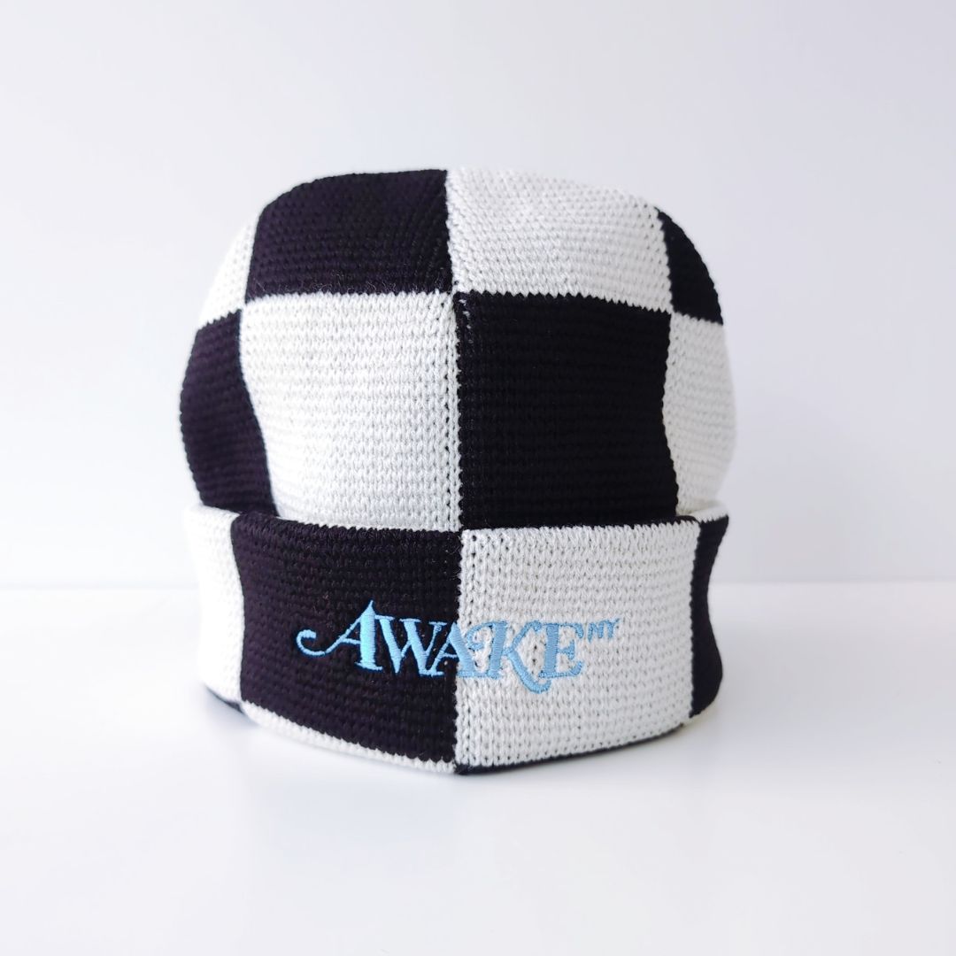 『Checkerboarg Embroidered Classic Logo Beanie 』ニット帽 チェック柄 ロゴビーニー
