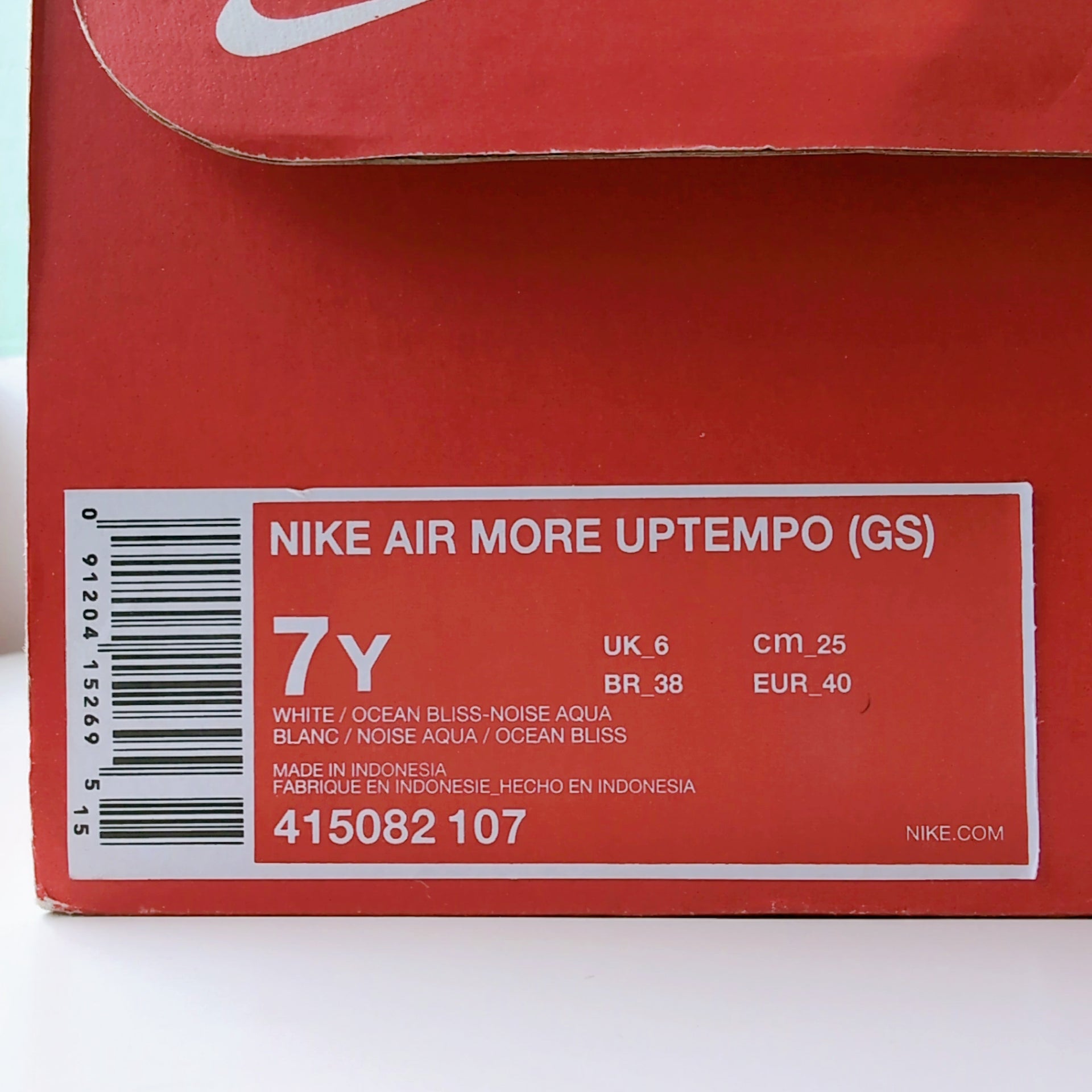 NIKE AIR MORE UPTEMPO GS "White Aqua Gum"|25.0cm|415082-107