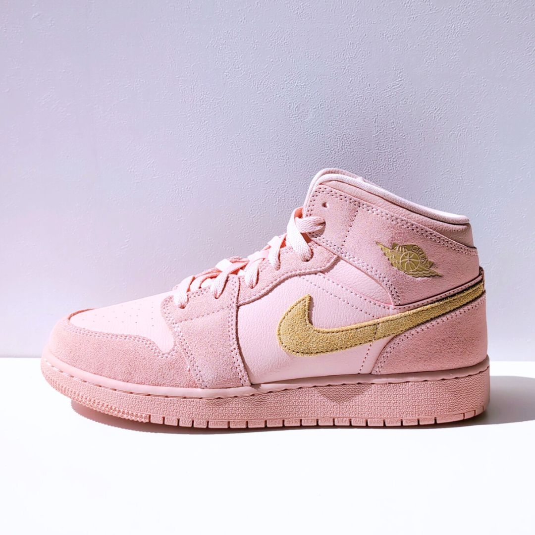 NIKE AIR JORDAN 1 MID CORAL GOLD (GS) | 24.5cm | BQ6931-600