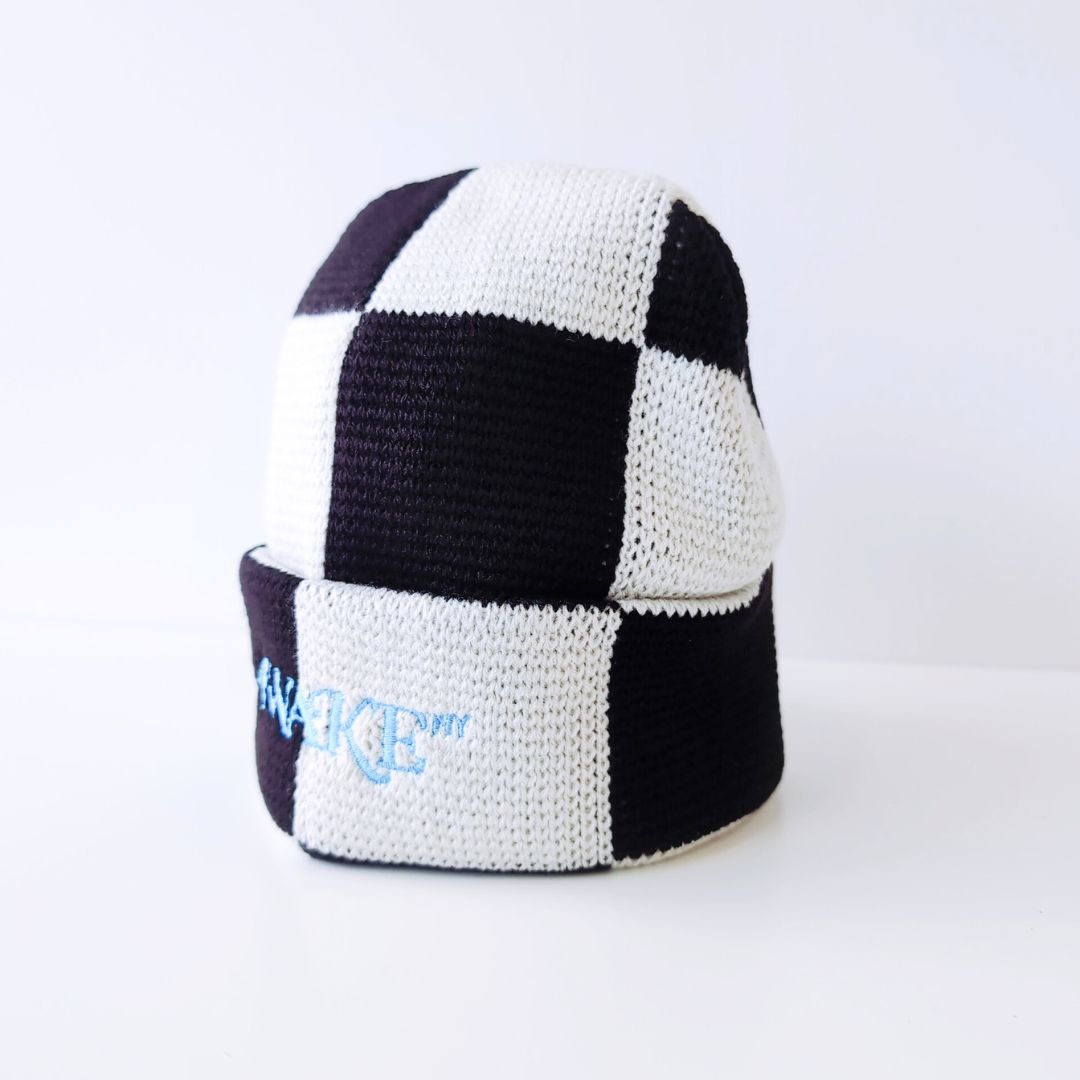 『Checkerboarg Embroidered Classic Logo Beanie 』ニット帽 チェック柄 ロゴビーニー