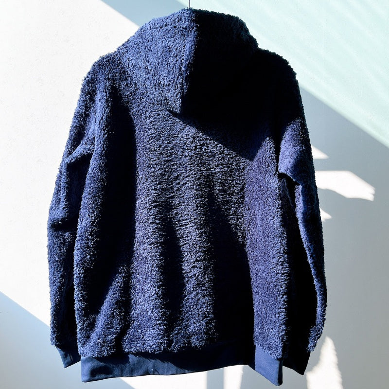 『adidas Sherpa Hoodie Sweatshirt』アディダス モコモコ素材 プルオーバーパーカー Navy : S