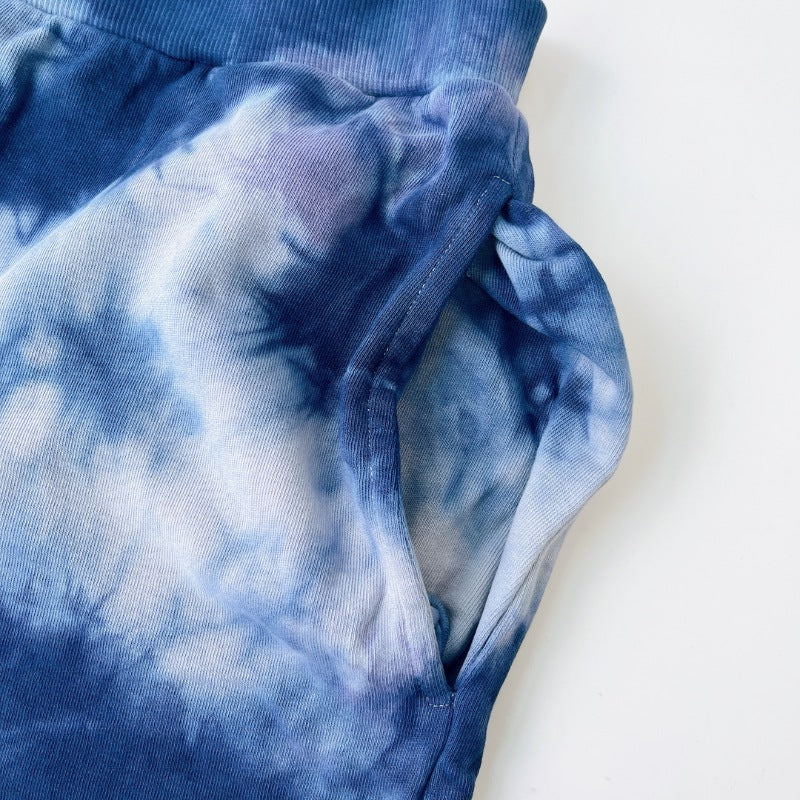 『Noisy May タイダイ染めスウェットパンツ』テーパードシルエット ブルー&ホワイトカラー : S