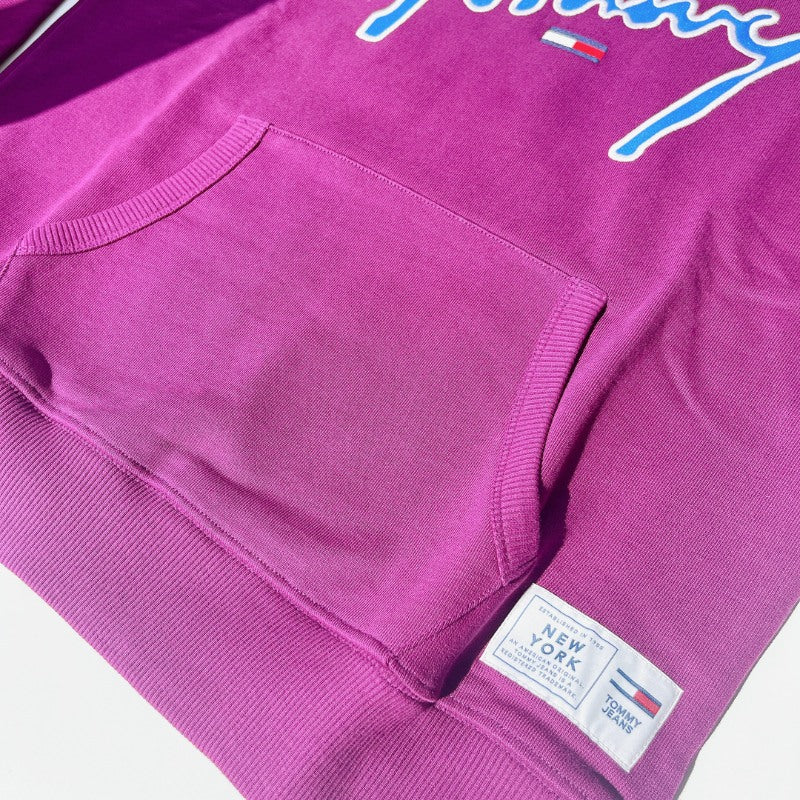 『Tommy Jeans シグネチャーカプセルロゴフーディー』ダークパープル フロントロゴパーカー Dark purple : XS
