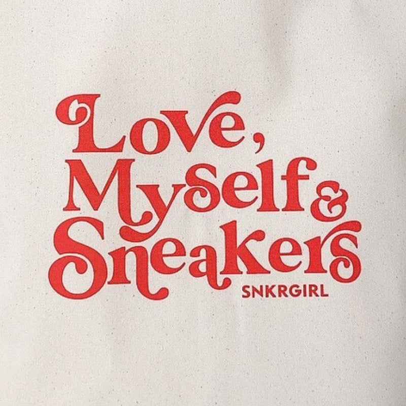 SNKRGIRL Toto Bag オリジナルキャンバストートバッグ : Love,Myself & Sneakers : レッドロゴ