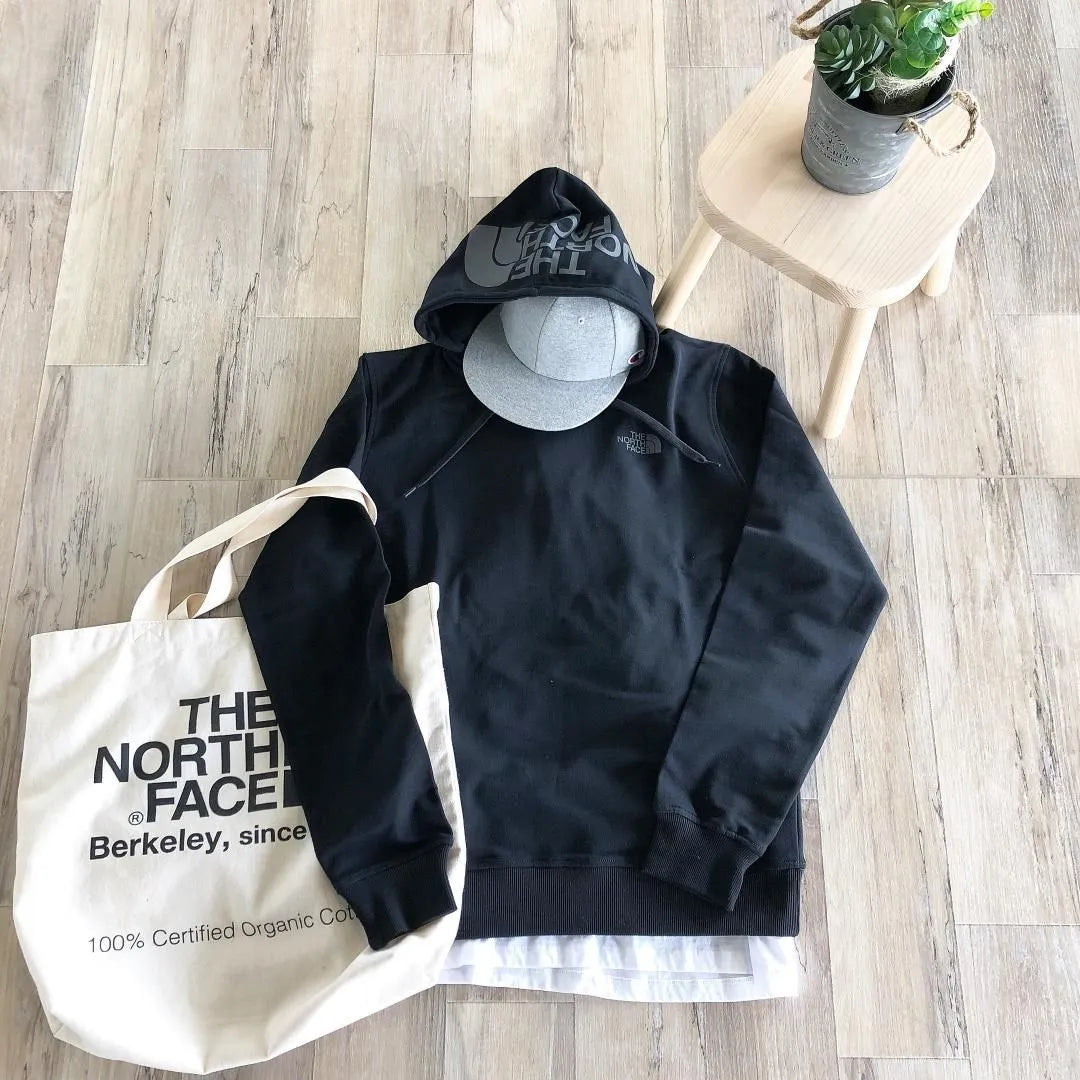 『The North Face Logo Foodie Pullover』ノースフェイス ロゴパーカー フードロゴ Black : M,L