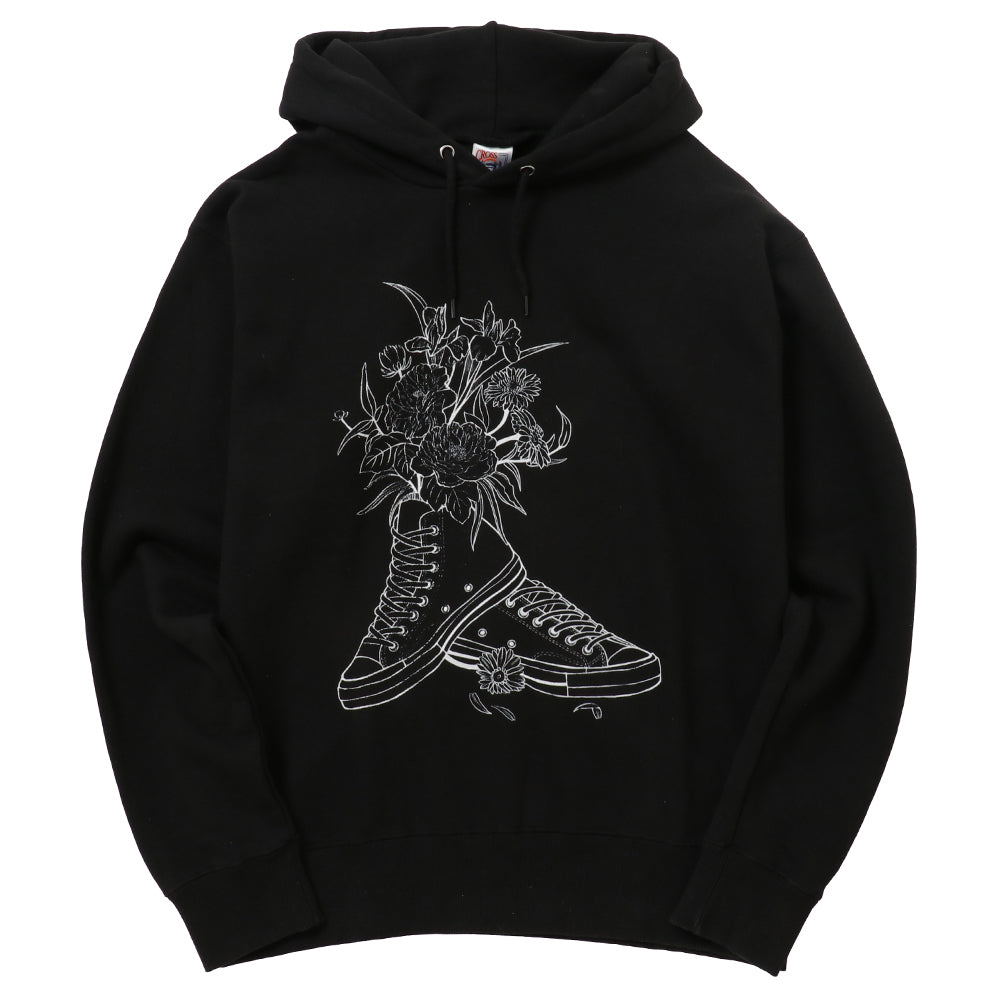 SNKRGIRLパーカー "Flowers n' Kicks" 2色 (黒, グレー)