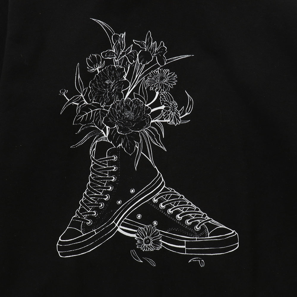 SNKRGIRLパーカー "Flowers n' Kicks" 2色 (黒, グレー)