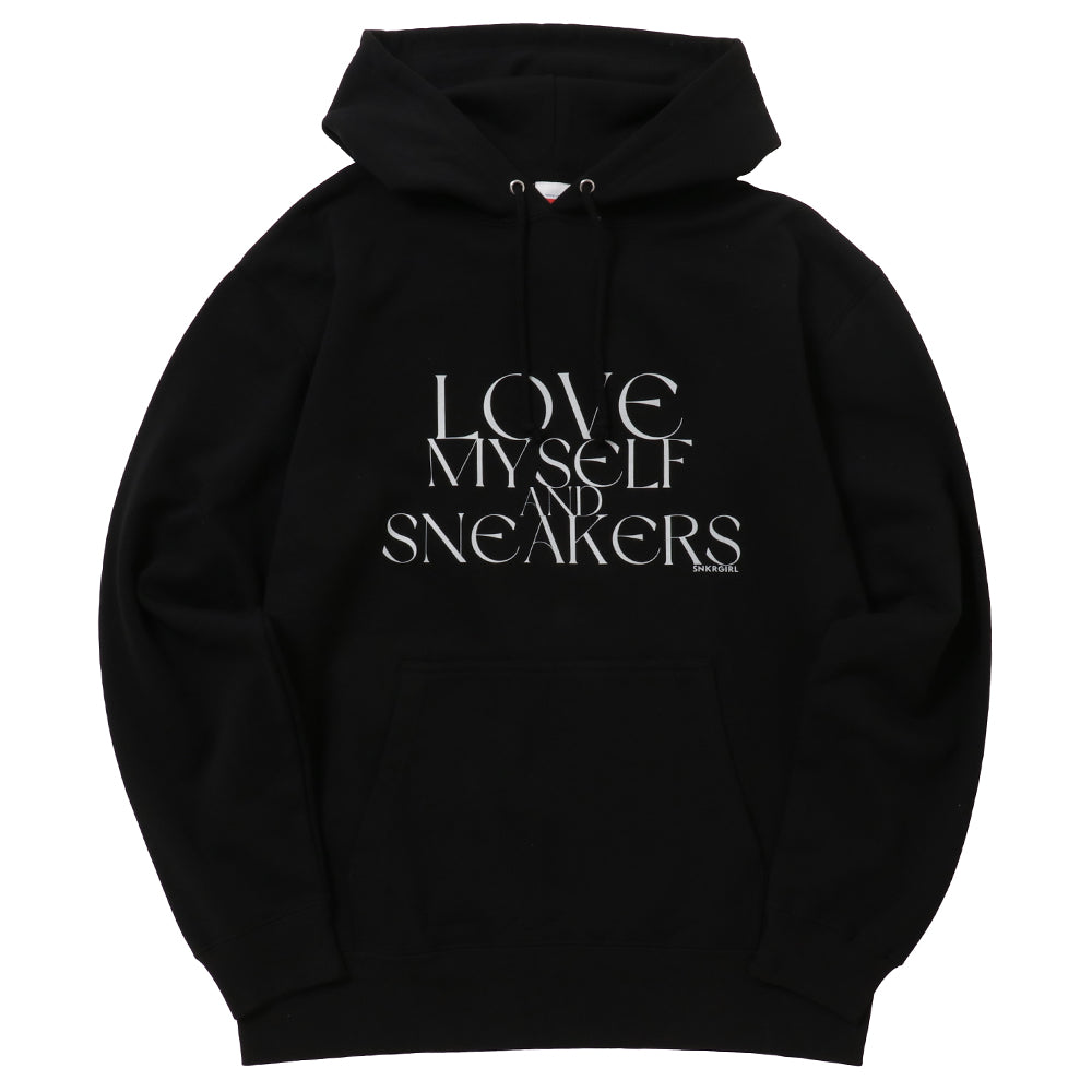 SNKRGIRL オリジナルメッセージロゴパーカー ブラック : ロゴホワイト
