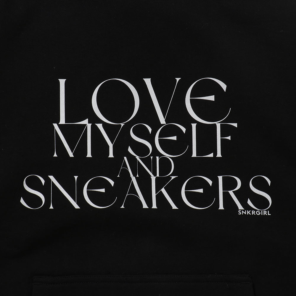SNKRGIRL オリジナルメッセージロゴパーカー ブラック : ロゴホワイト