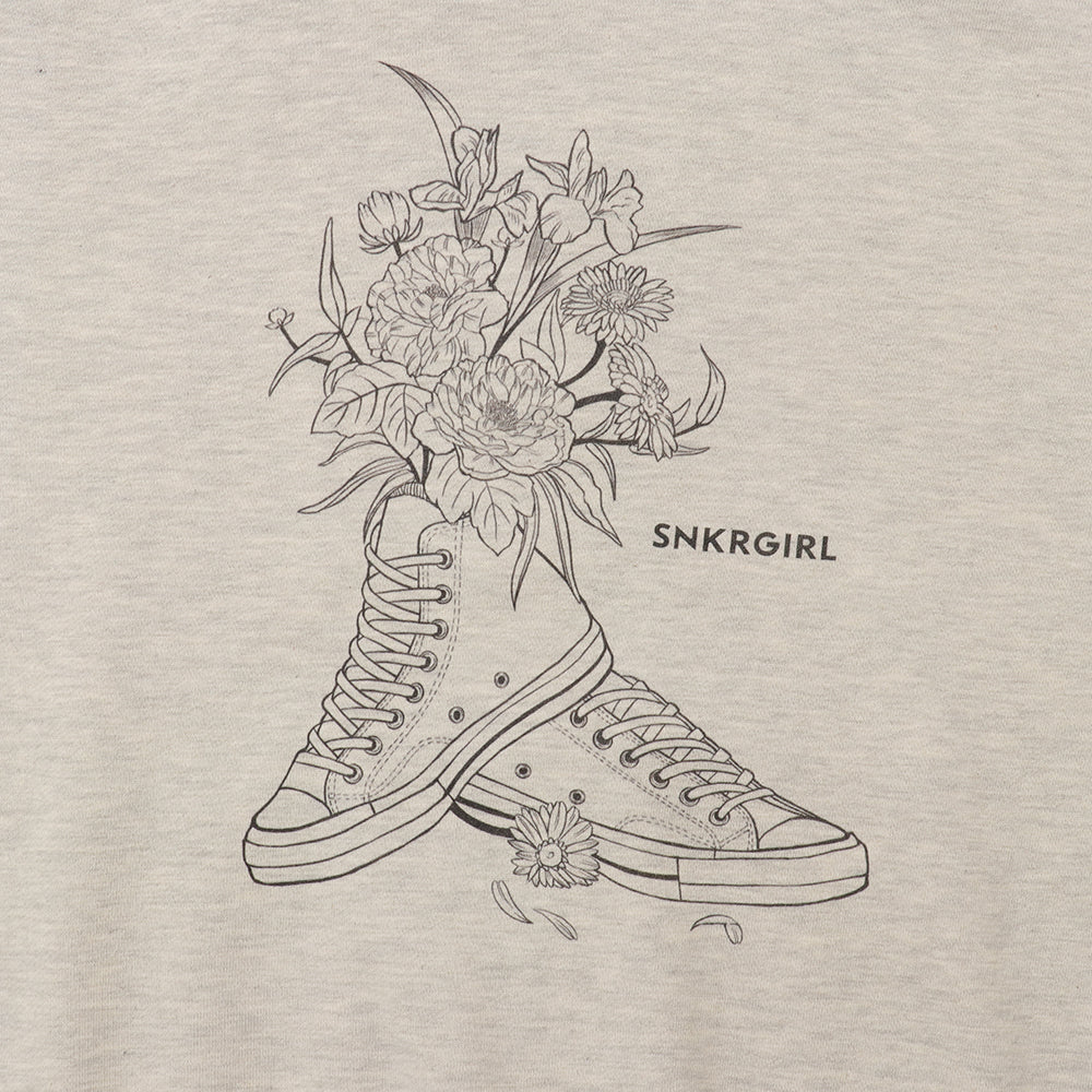 SNKRGIRLジップアップパーカー "Flowers n' Kicks" 2色(オートミール,黒)