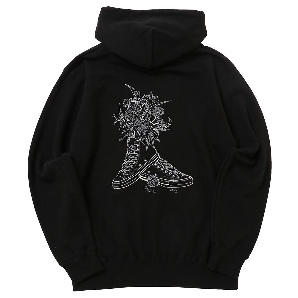 SNKRGIRLジップアップパーカー "Flowers n' Kicks" 2色(オートミール,黒)