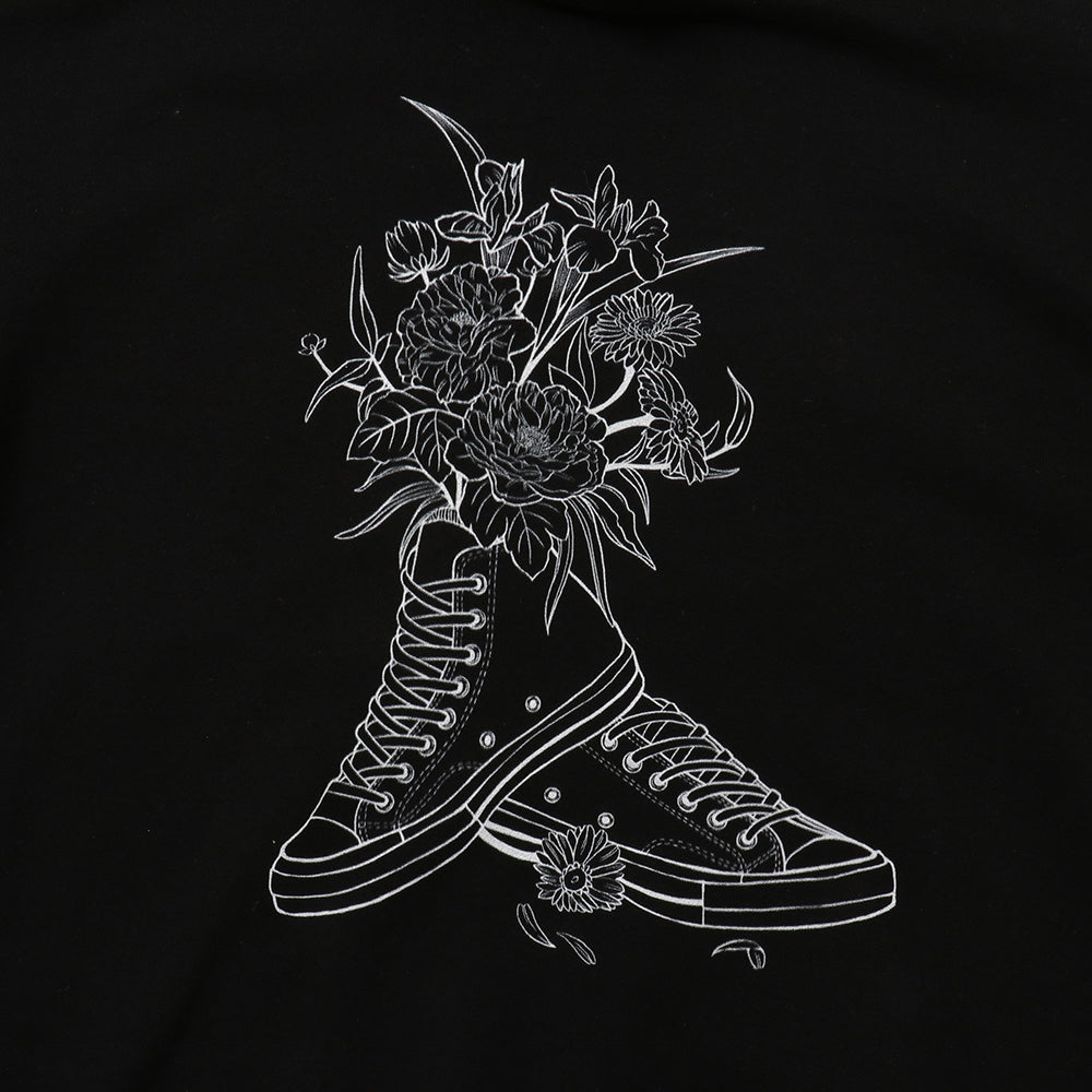 SNKRGIRLジップアップパーカー "Flowers n' Kicks" 2色(オートミール,黒)
