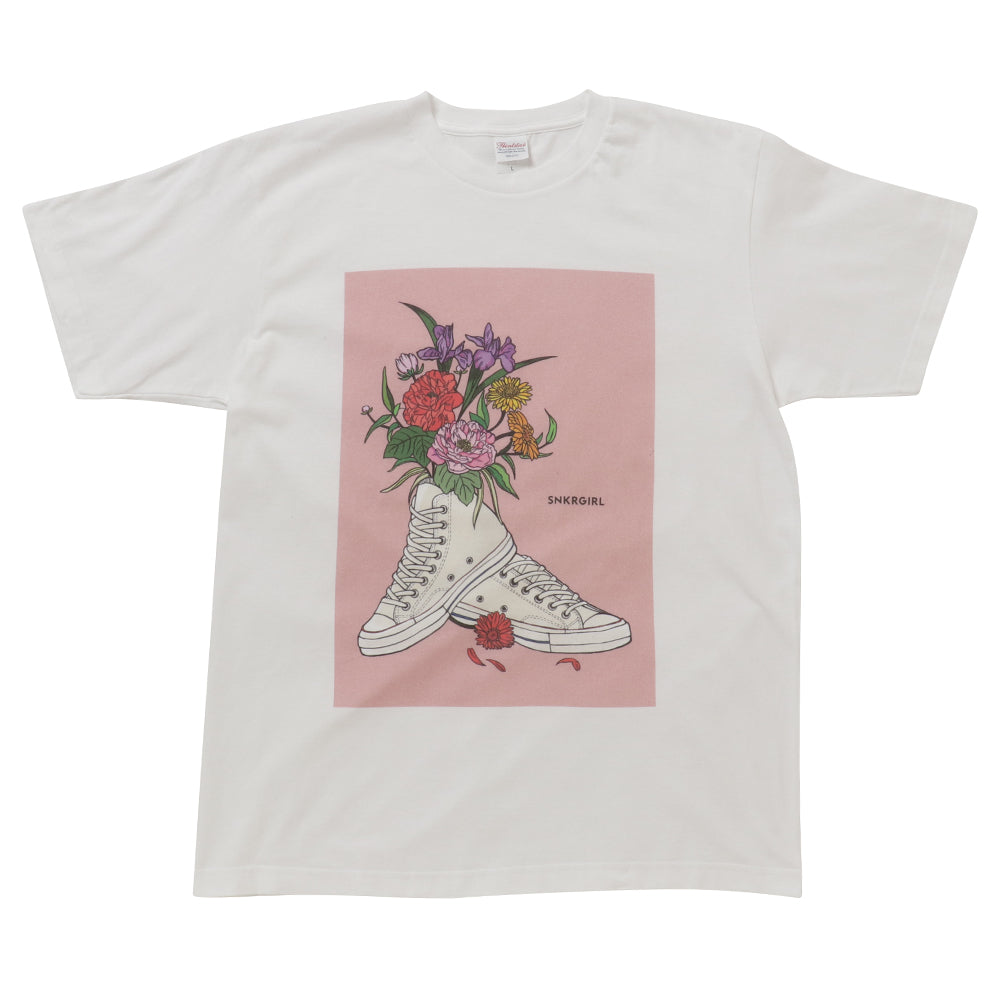 SNKRGIRL Tee"Flowers n' Kicks" / スニーカーガール オリジナルTシャツ(スニーカー&フラワー)