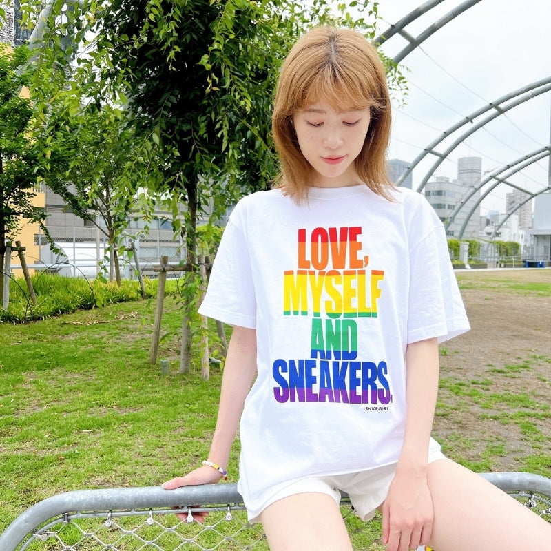 Pride T-Shirt "Love, Myself And Sneakers"  Rainbow Tシャツ