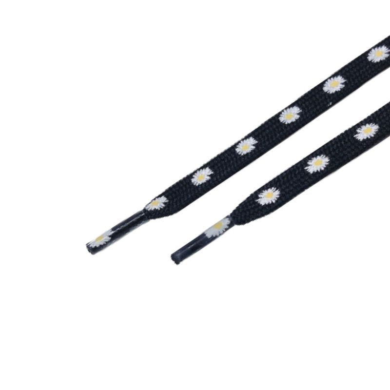 『Sneaker shoe lace / カラフルスニーカーシューレース』靴ひも Black flower/ブラック(フラワー)