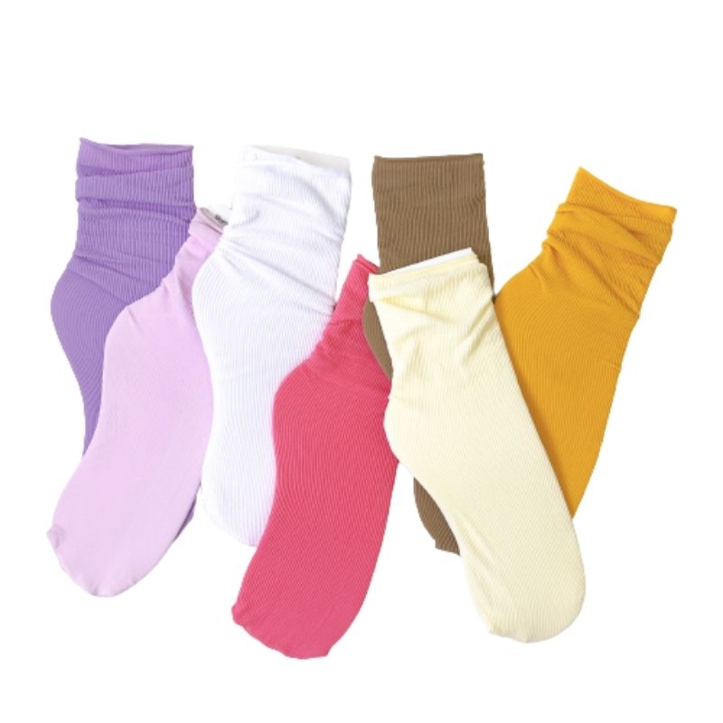 Silky Color Thin Socks (yellow) / ミドル丈ソックス(イエロー) (セール対象商品)