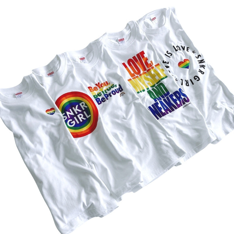 SNKRGIRL Rainbow Tee(*LOVE IS LOVE*)/レインボーオリジナルメッセージTシャツ