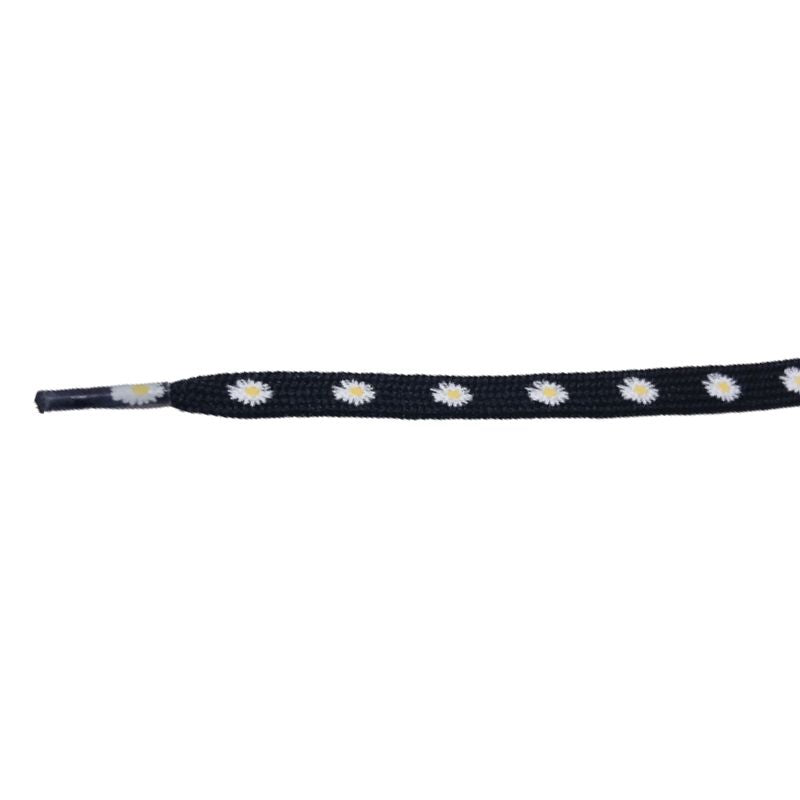 『Sneaker shoe lace / カラフルスニーカーシューレース』靴ひも Black flower/ブラック(フラワー)