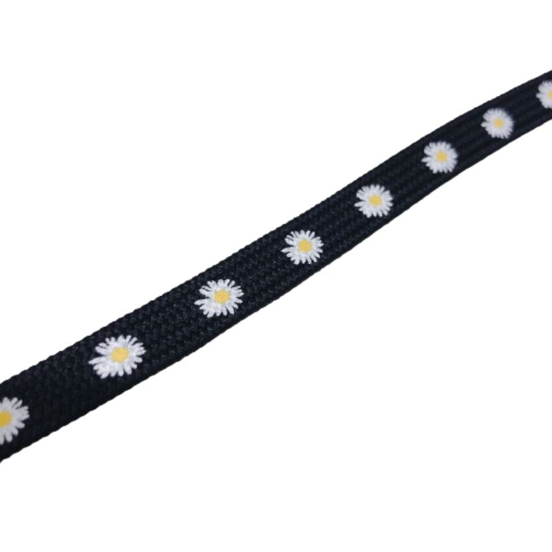 『Sneaker shoe lace / カラフルスニーカーシューレース』靴ひも Black flower/ブラック(フラワー)