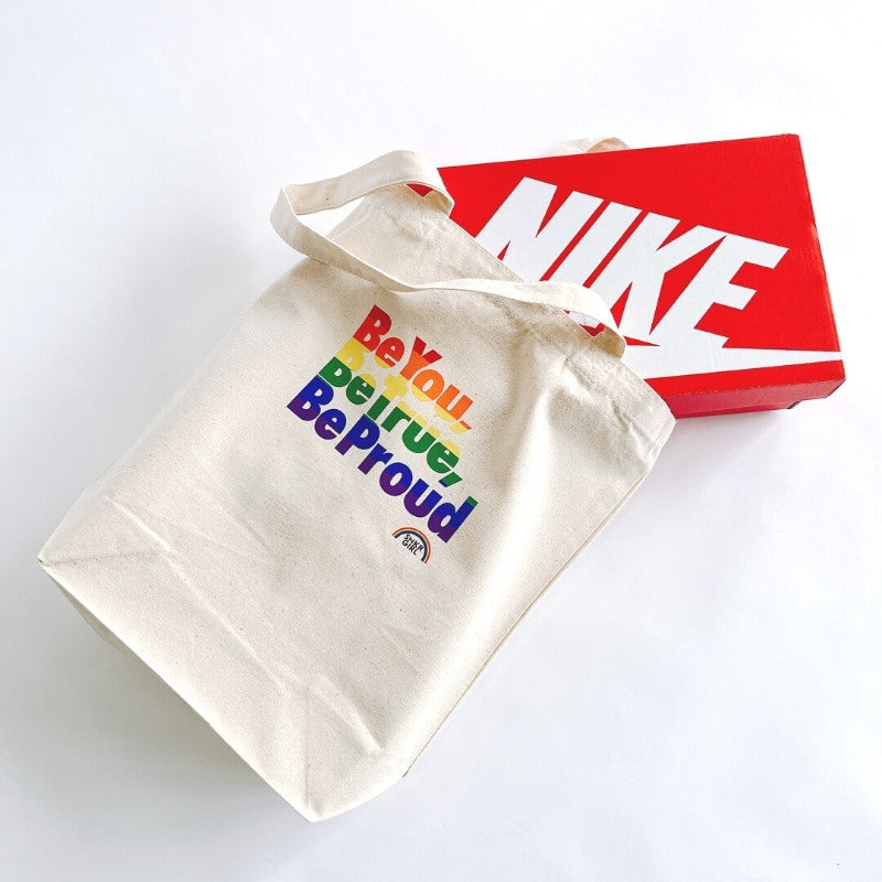 Pride Tote Bag "Be You, Be True, Be Proud" Rainbow トートバッグ