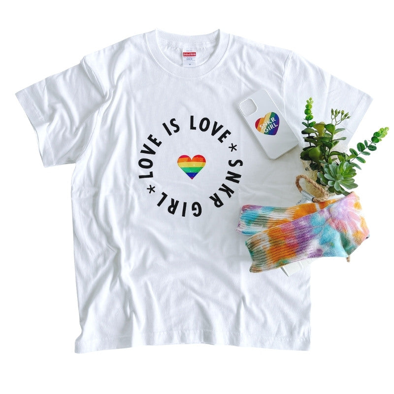 SNKRGIRL Rainbow Tee(*LOVE IS LOVE*)/レインボーオリジナルメッセージTシャツ