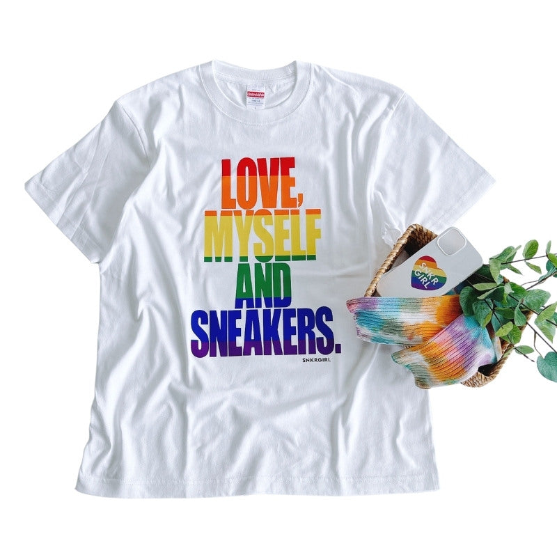 Pride T-Shirt "Love, Myself And Sneakers" Rainbow Tシャツ