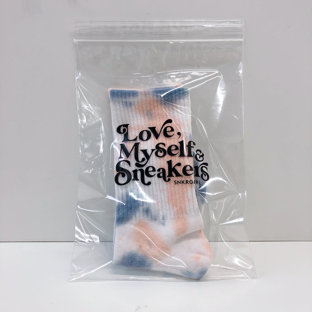 タイダイ柄靴下 リブミドルソックス (ピンク/ネイビー) (セール対象商品)
