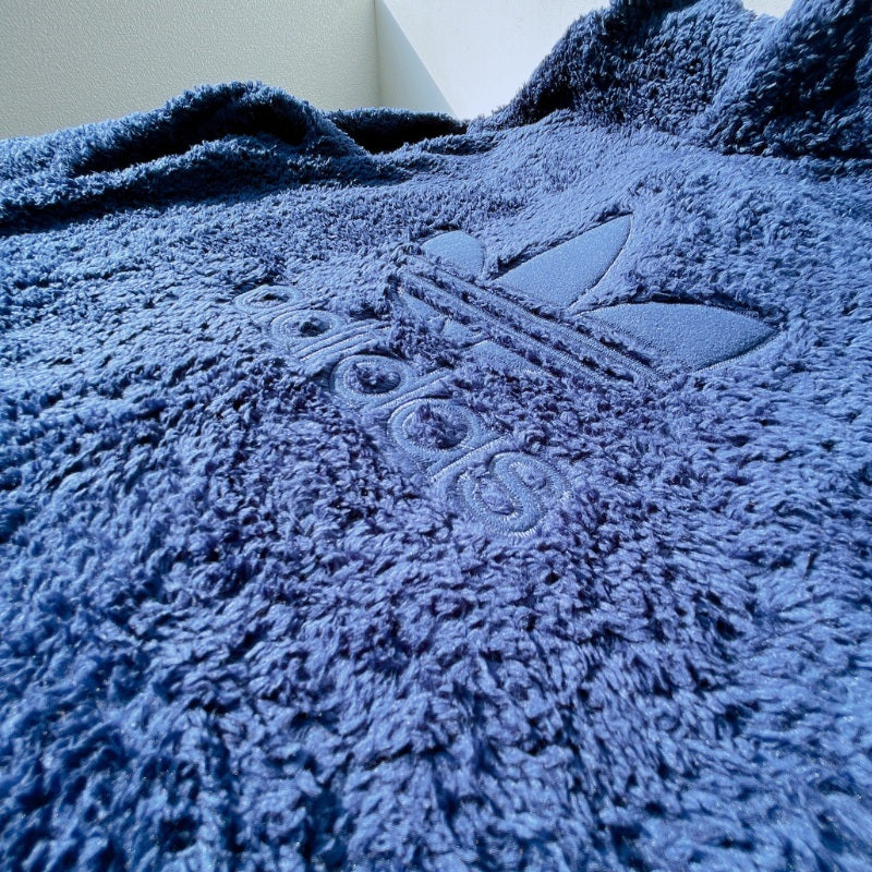 『adidas Sherpa Hoodie Sweatshirt』アディダス モコモコ素材 プルオーバーパーカー Navy : S