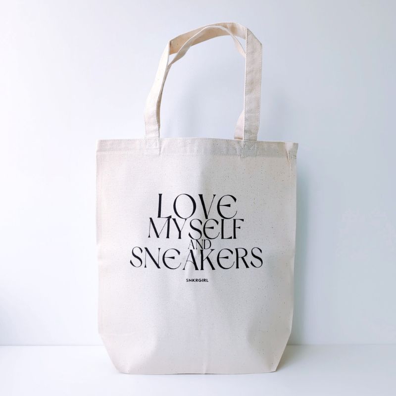 SNKRGIRL Tote bag オリジナルロゴ キャンバストートバッグ 上品なロゴデザイン : Mサイズ
