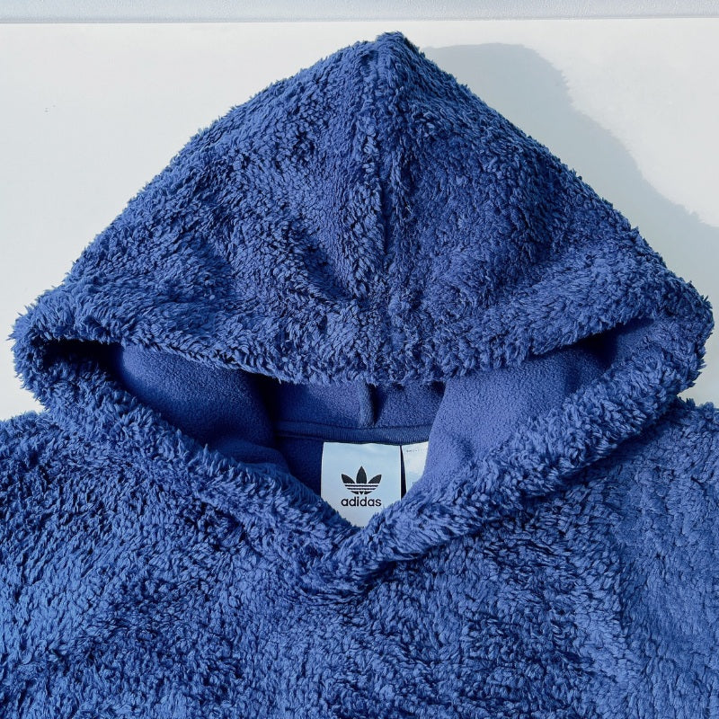 『adidas Sherpa Hoodie Sweatshirt』アディダス モコモコ素材 プルオーバーパーカー Navy : S