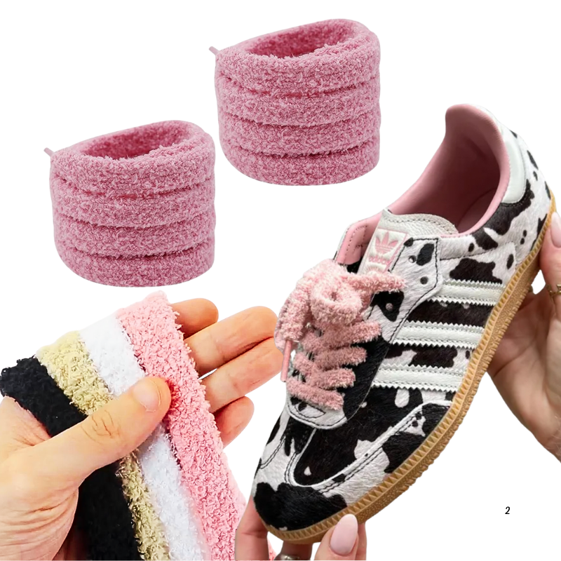 靴ひも3色｜人気もこもこシューレース（ピンク・黒・白）