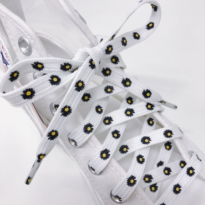 『Sneaker shoe lace / カラフルスニーカーシューレース』靴ひも White flower/ホワイトフラワー