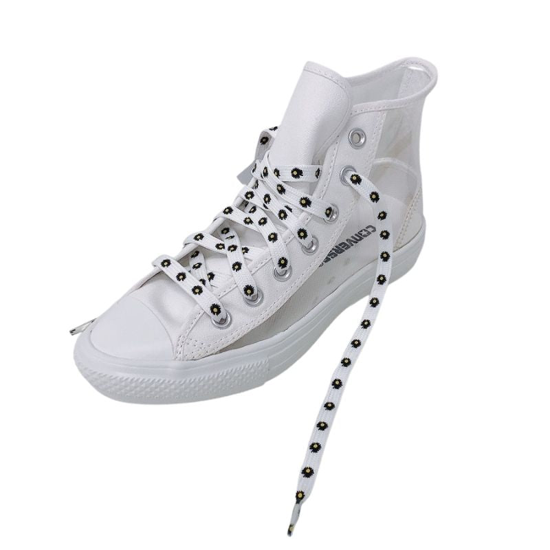『Sneaker shoe lace / カラフルスニーカーシューレース』靴ひも White flower/ホワイトフラワー